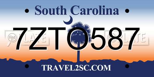 7ZTO587 South Carolina License Plate
