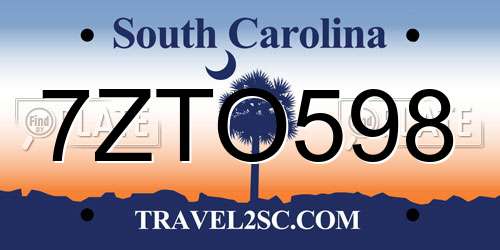 7ZTO598 South Carolina License Plate