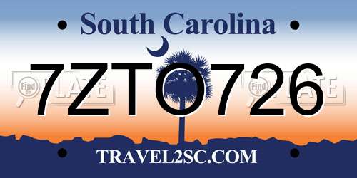 7ZTO726 South Carolina License Plate