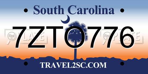 7ZTO776 South Carolina License Plate