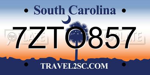 7ZTO857 South Carolina License Plate
