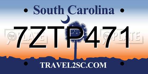 7ZTP471 South Carolina License Plate