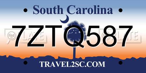 7ZTQ587 South Carolina License Plate