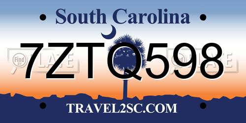 7ZTQ598 South Carolina License Plate