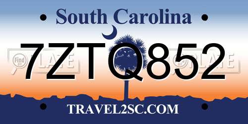 7ZTQ852 South Carolina License Plate