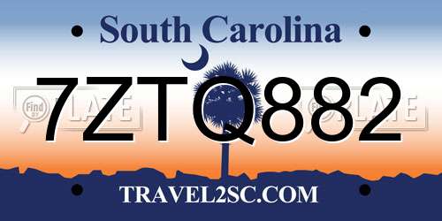7ZTQ882 South Carolina License Plate
