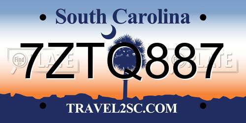 7ZTQ887 South Carolina License Plate