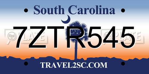 7ZTR545 South Carolina License Plate