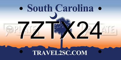 7ZTX24 South Carolina License Plate