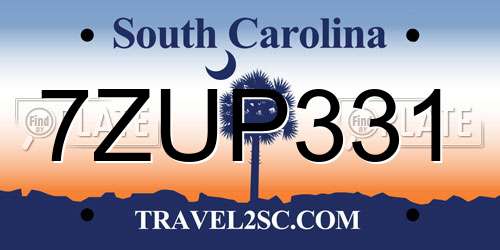 7ZUP331 South Carolina License Plate