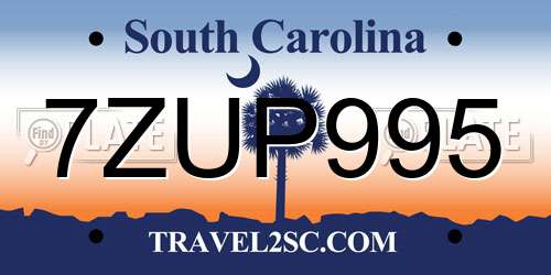 7ZUP995 South Carolina License Plate