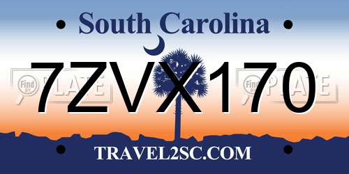 7ZVX170 South Carolina License Plate