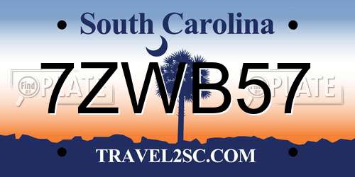 7ZWB57 South Carolina License Plate