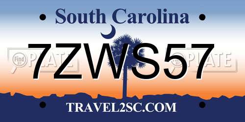 7ZWS57 South Carolina License Plate