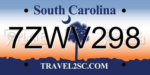 7ZWV298 South Carolina License Plate