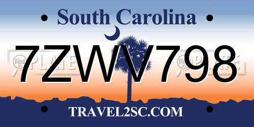7ZWV798 South Carolina License Plate