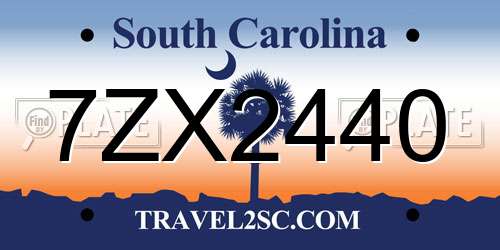 7ZX2440 South Carolina License Plate