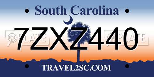 7ZXZ440 South Carolina License Plate