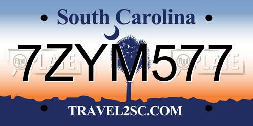 7ZYM577 South Carolina License Plate