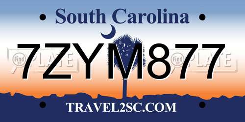 7ZYM877 South Carolina License Plate
