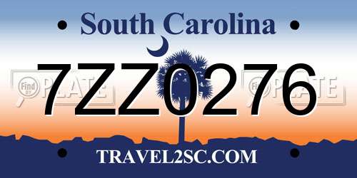 7ZZ0276 South Carolina License Plate