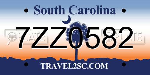 7ZZ0582 South Carolina License Plate