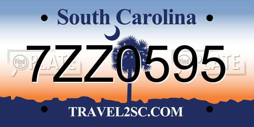 7ZZ0595 South Carolina License Plate