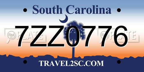 7ZZ0776 South Carolina License Plate