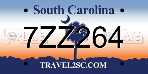 7ZZ264 South Carolina License Plate
