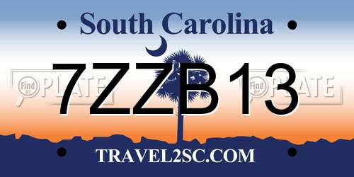 7ZZB13 South Carolina License Plate