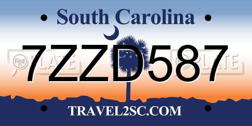 7ZZD587 South Carolina License Plate