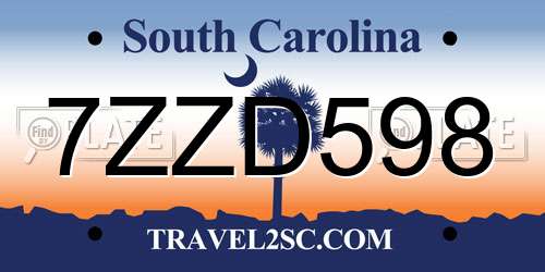 7ZZD598 South Carolina License Plate