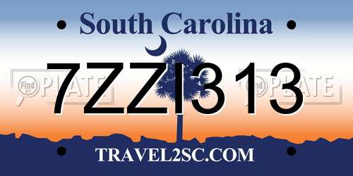 7ZZI313 South Carolina License Plate