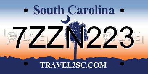 7ZZN223 South Carolina License Plate