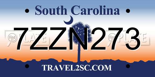 7ZZN273 South Carolina License Plate