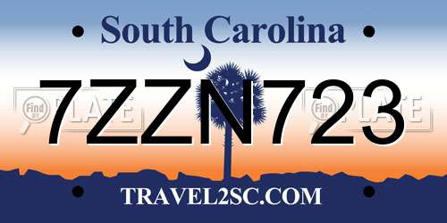 7ZZN723 South Carolina License Plate