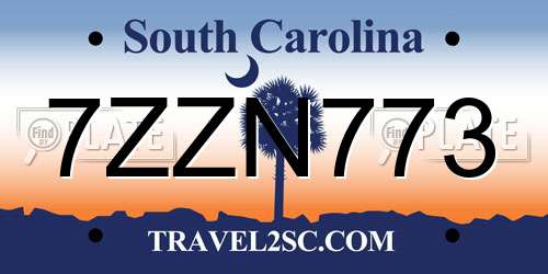 7ZZN773 South Carolina License Plate