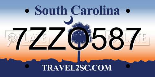 7ZZO587 South Carolina License Plate