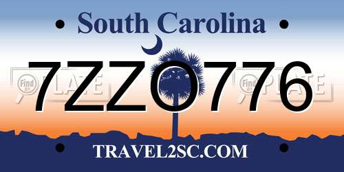 7ZZO776 South Carolina License Plate