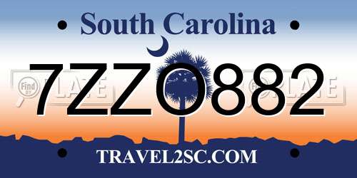 7ZZO882 South Carolina License Plate