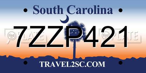 7ZZP421 South Carolina License Plate