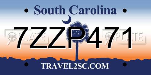 7ZZP471 South Carolina License Plate