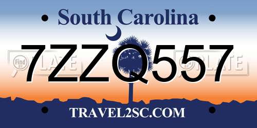 7ZZQ557 South Carolina License Plate