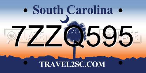 7ZZQ595 South Carolina License Plate