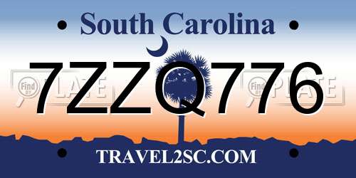 7ZZQ776 South Carolina License Plate