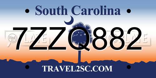 7ZZQ882 South Carolina License Plate