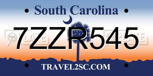 7ZZR545 South Carolina License Plate