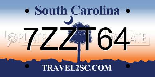 7ZZT64 South Carolina License Plate