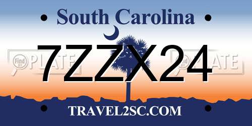 7ZZX24 South Carolina License Plate