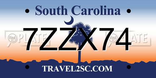 7ZZX74 South Carolina License Plate
